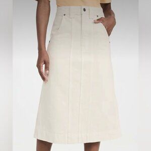 Khaite Caroline White Denim Canvas Midi Skirt - Size 31